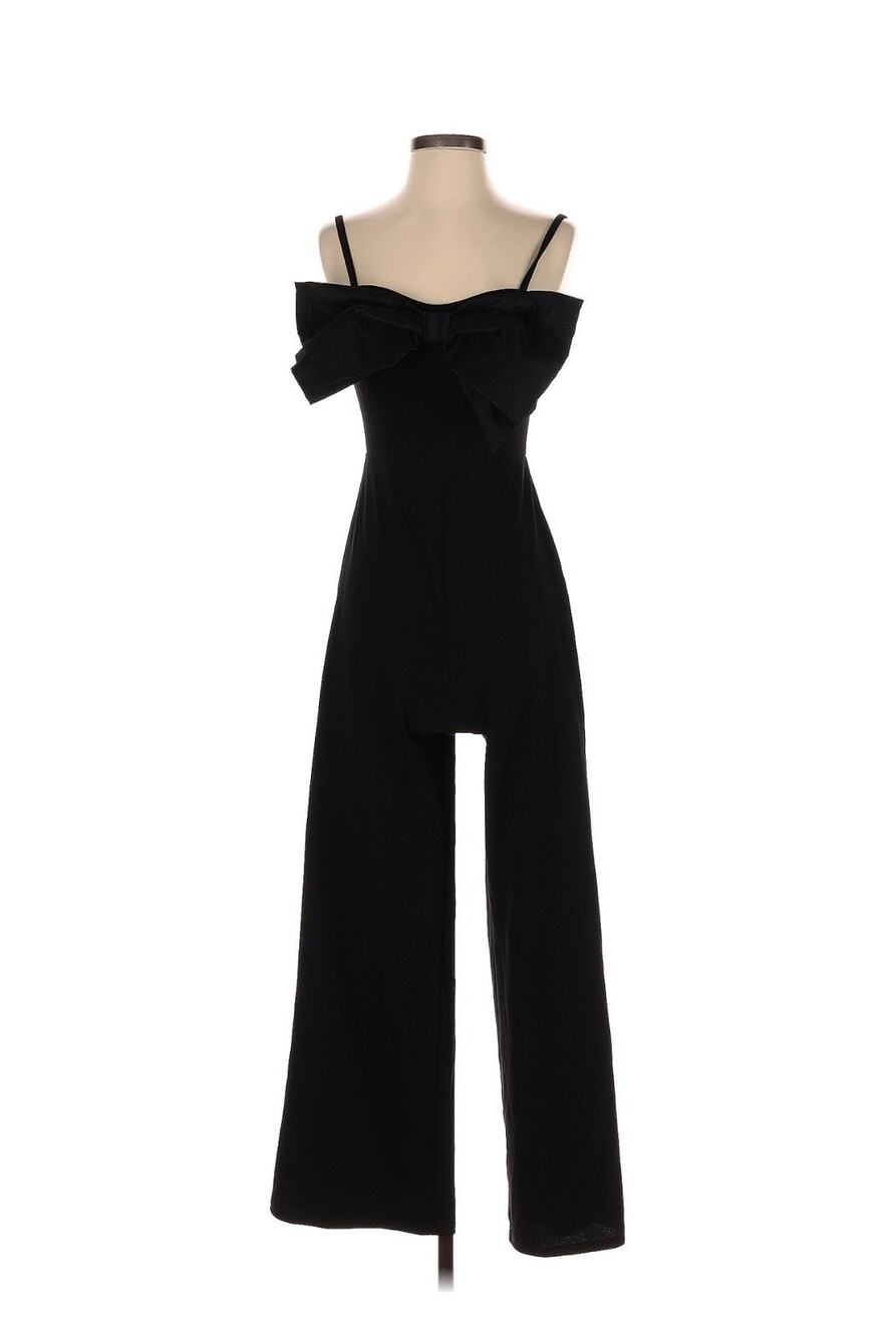 Thirty Thirty Black Large Bow Front Black Jumpsuit Pants S